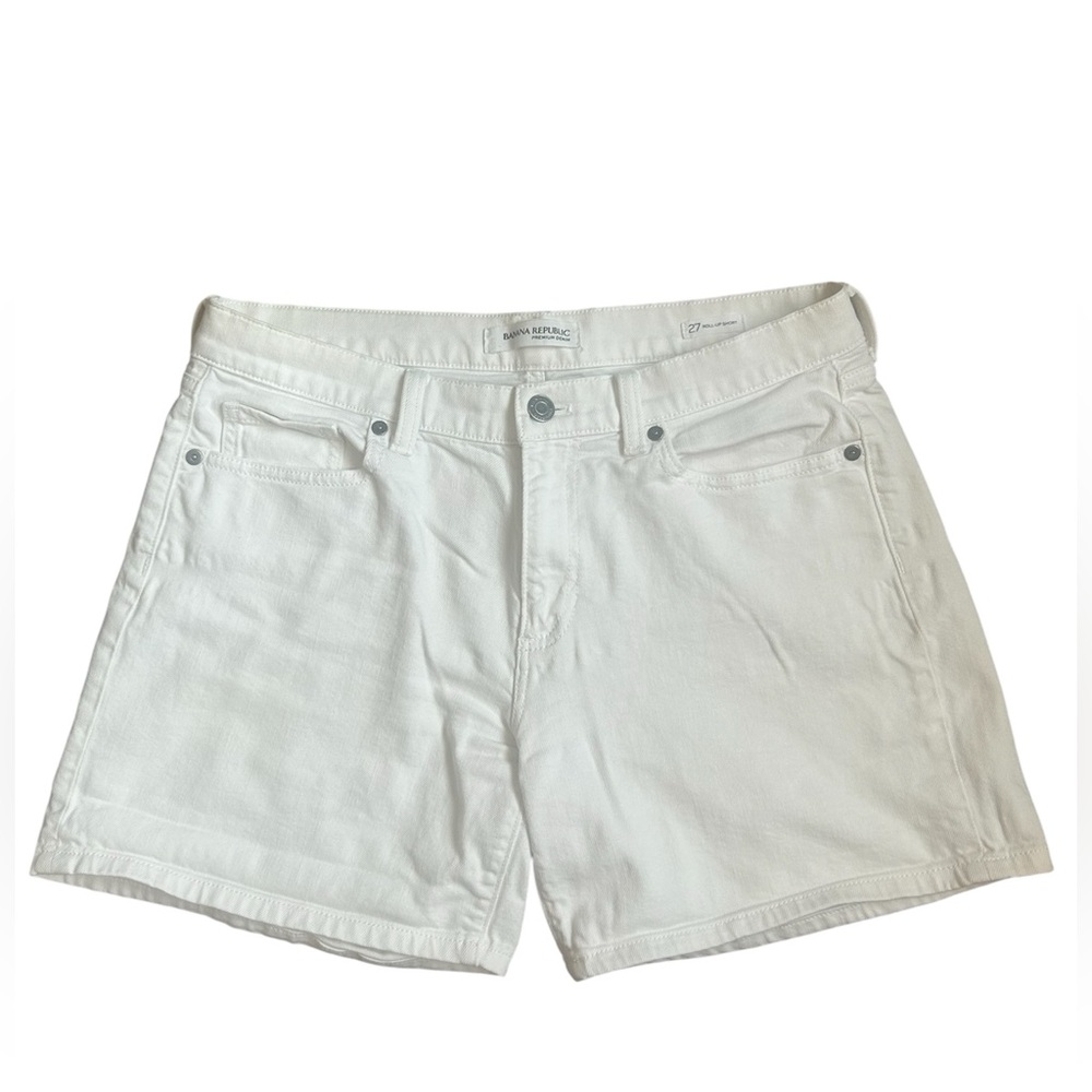 Banana Republic White Jean Shorts High-Waisted Frayed Hem
